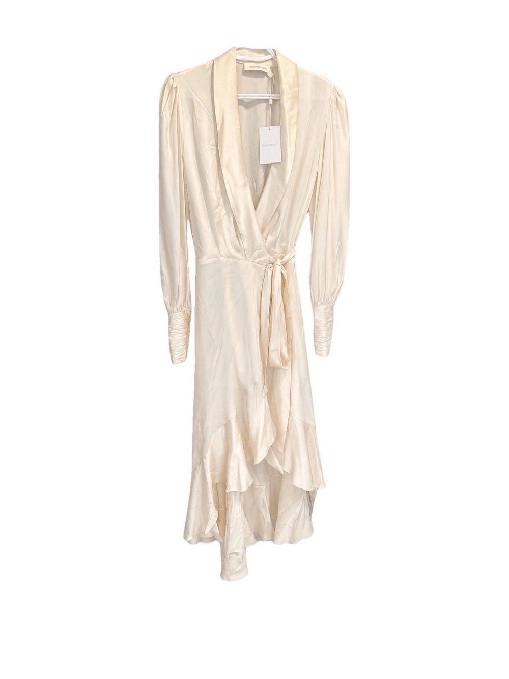 Zimmermann Ivory Satin Wrap Midi Dress